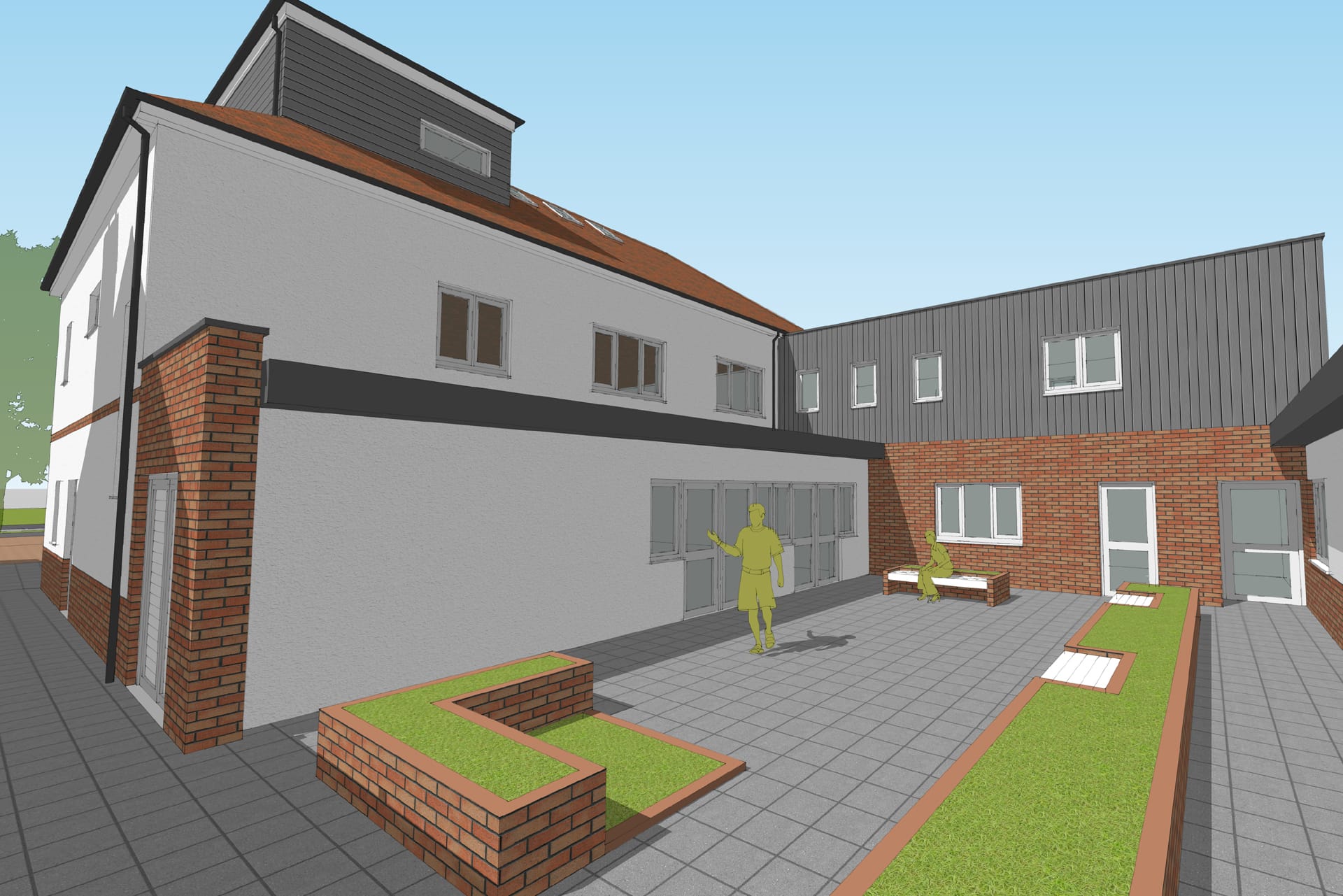 Rathgar Care home Stenton Obhi Architects extrenal courtyard