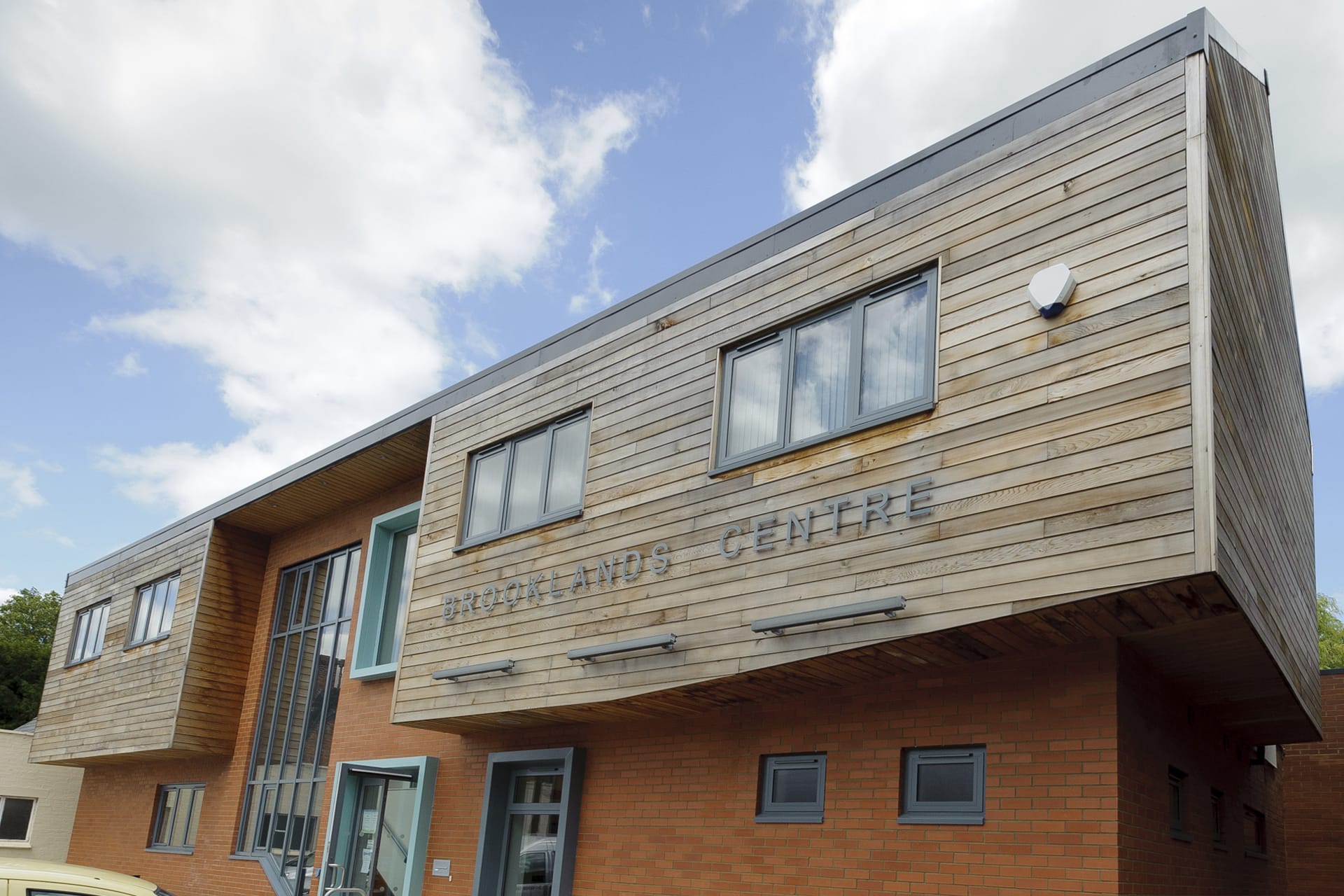 Brooklands centre front elevation cladding Stenton Obhi Architects