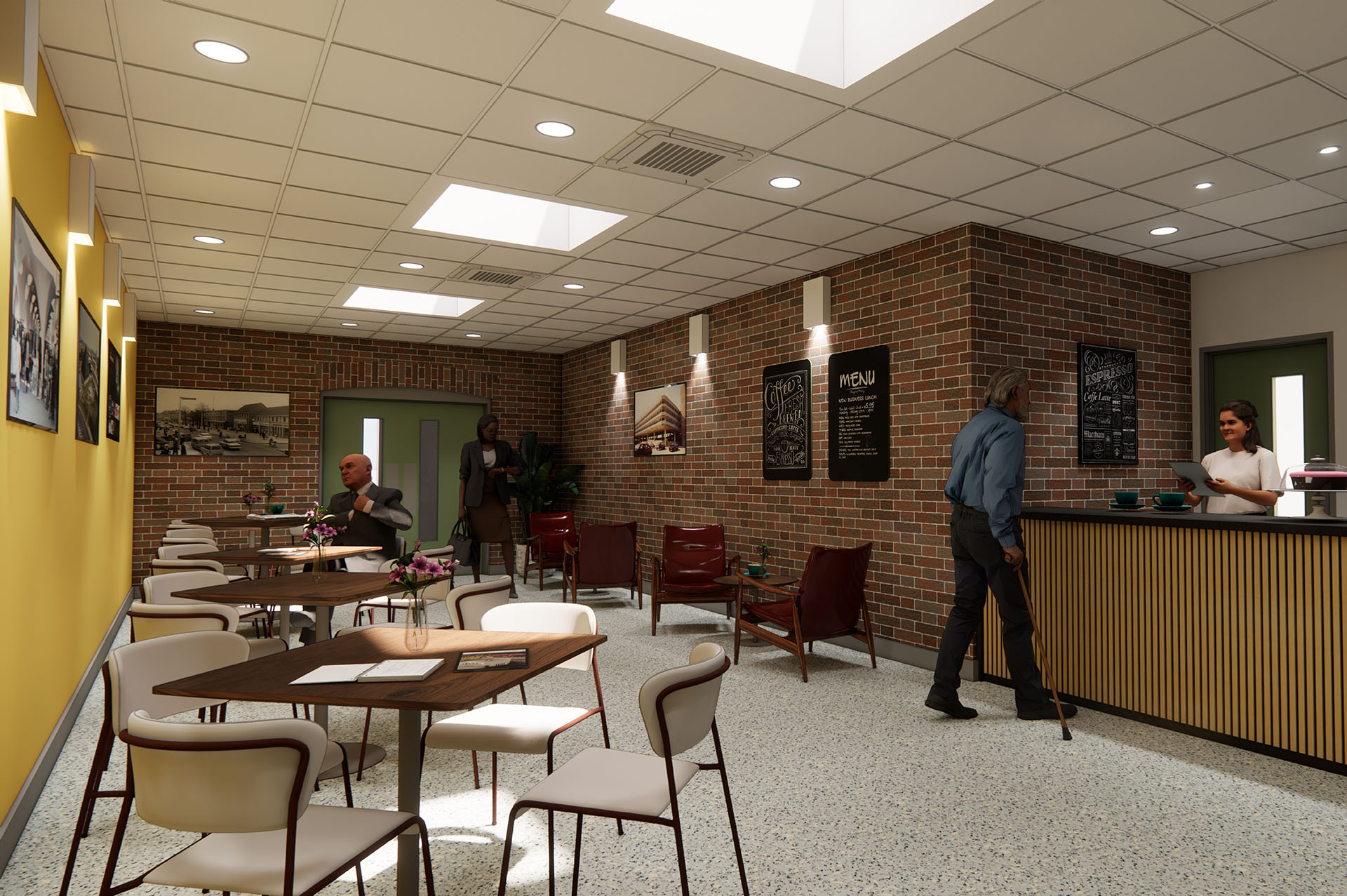 B&FSTC Sycamore Internal Cafe lounge and servery 3D view