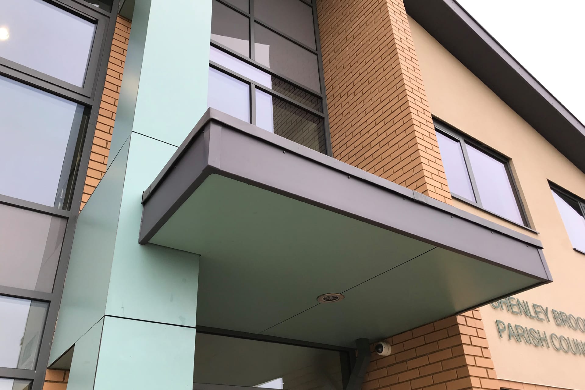 SBETPC Parish Westcroft entrnace canopy Trespa cladding