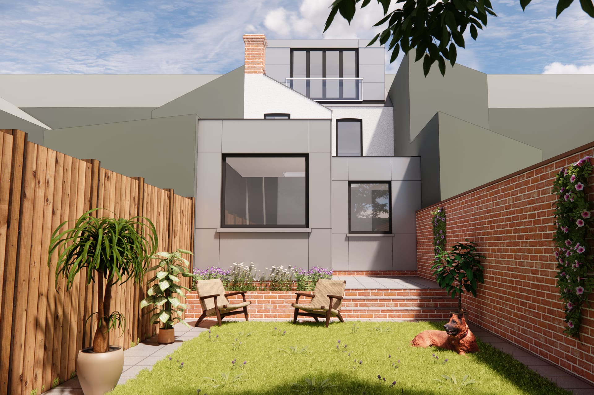 Howbury modern residential extension terraced
