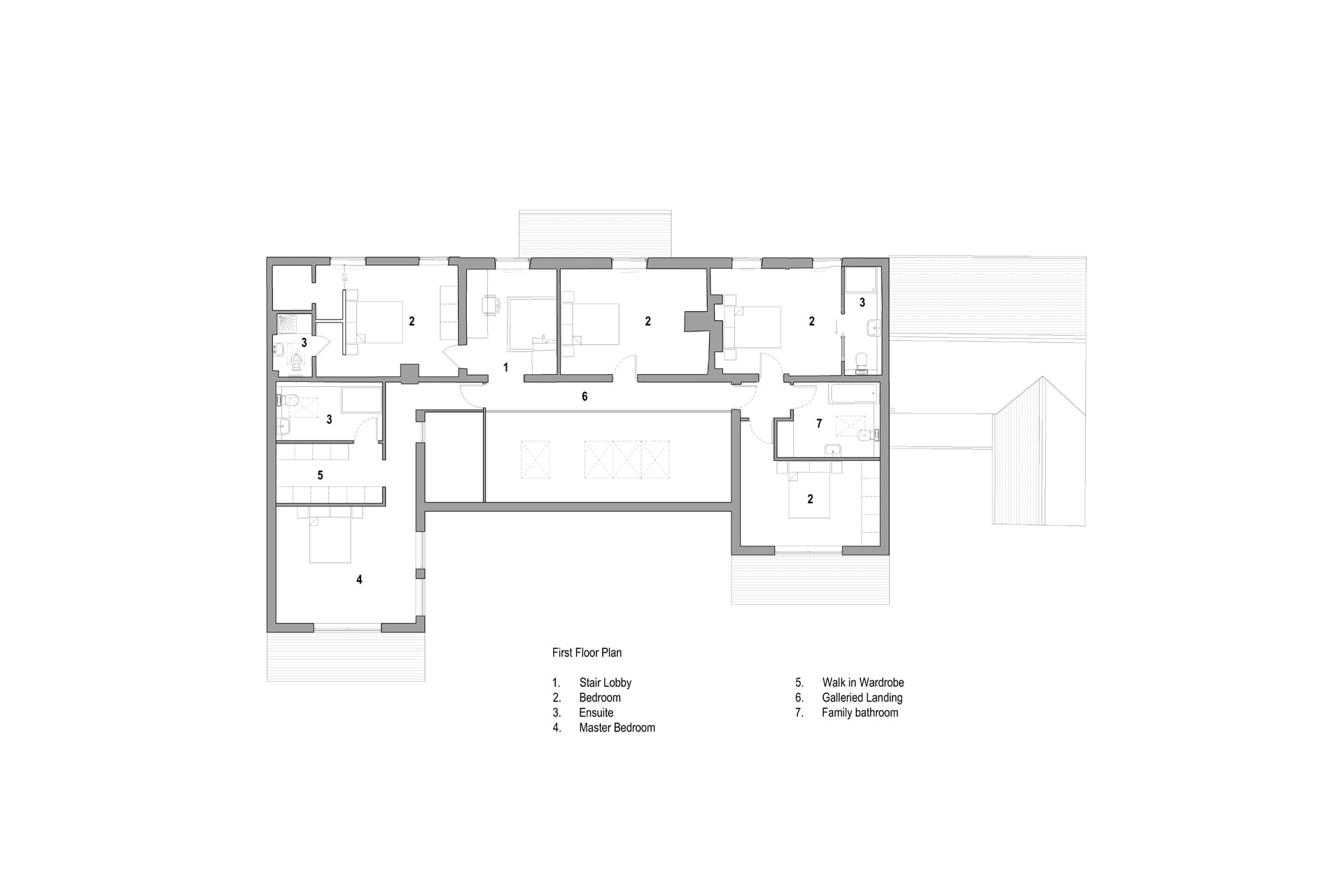 Wickham Cottage first floor plan double storey extension