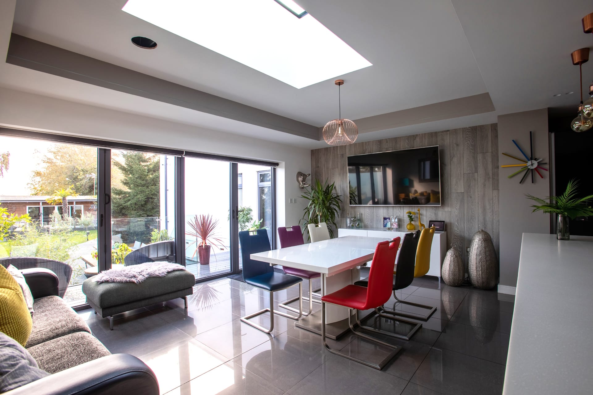 modern extension rooflight bifold doors interior design 